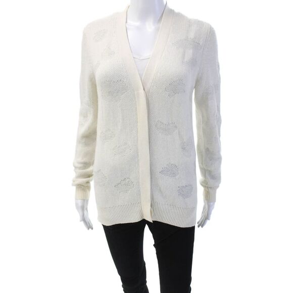 3.1 Phillip Lim Womens Wool Knit V-Neck Long Sleeve Cardigan White Size S - Picture 1 of 5
